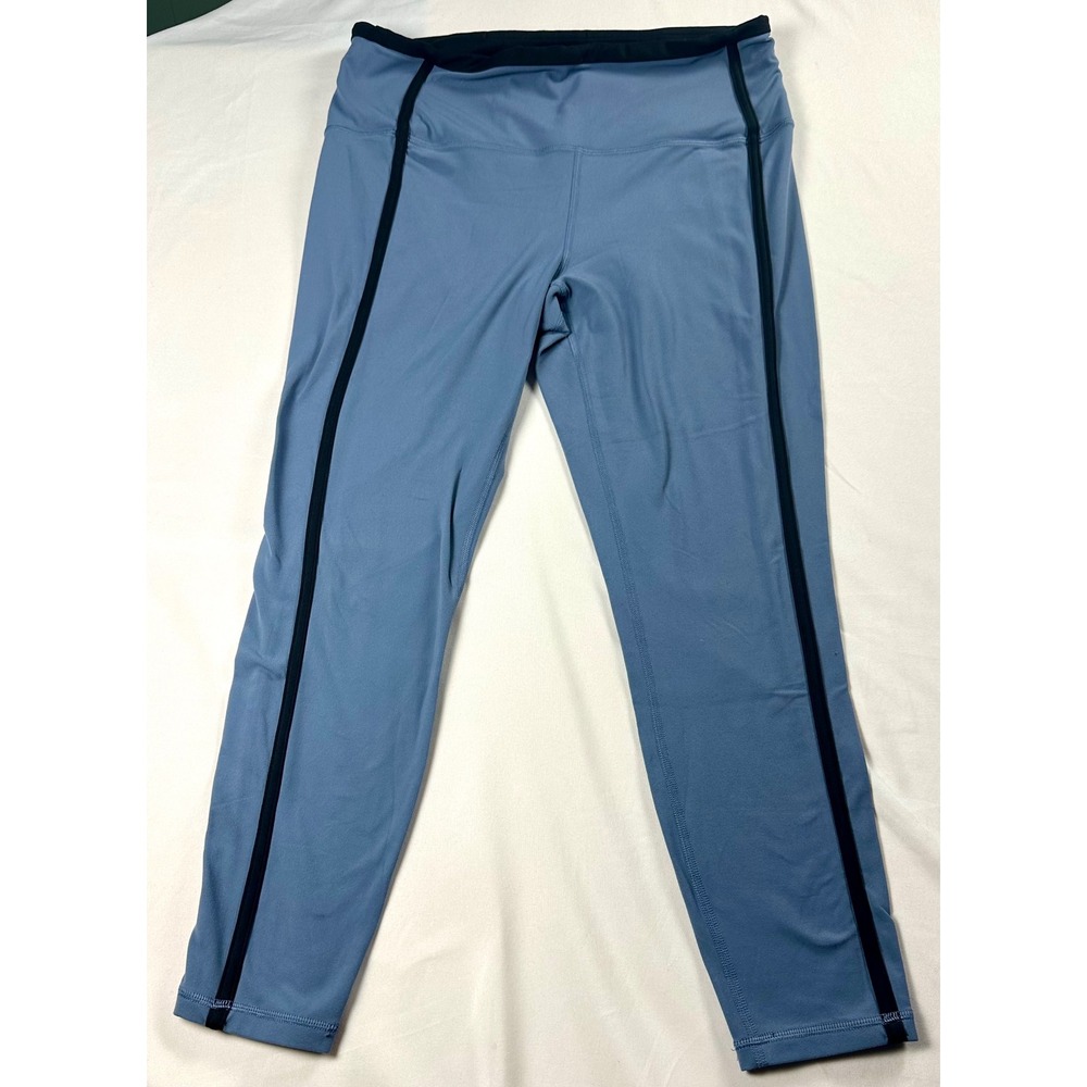 Athleta Ultra High Rise Elation 7/8 Tight Leggings Blue Navy Stripe Womens L